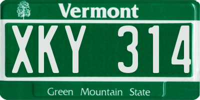VT license plate XKY314