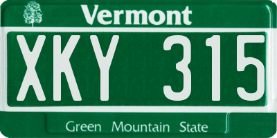 VT license plate XKY315