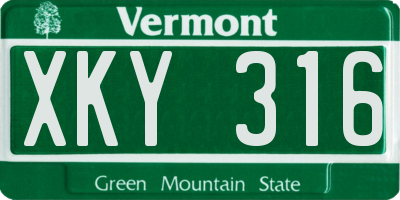 VT license plate XKY316
