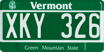 VT license plate XKY326