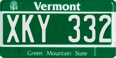 VT license plate XKY332