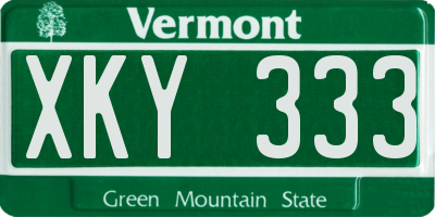 VT license plate XKY333