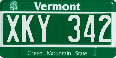 VT license plate XKY342