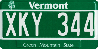 VT license plate XKY344