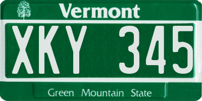 VT license plate XKY345