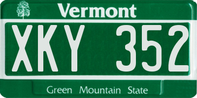 VT license plate XKY352