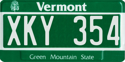 VT license plate XKY354