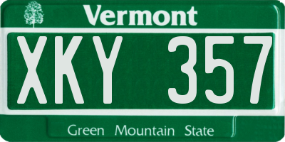 VT license plate XKY357