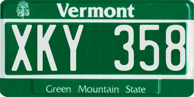 VT license plate XKY358