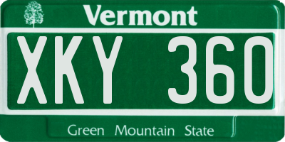 VT license plate XKY360