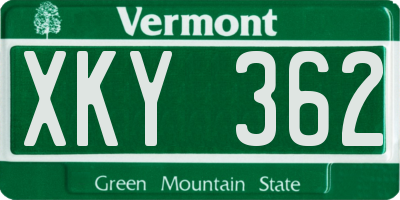 VT license plate XKY362