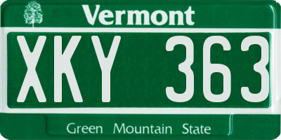 VT license plate XKY363