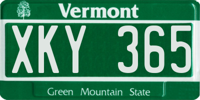 VT license plate XKY365