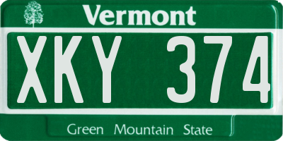 VT license plate XKY374