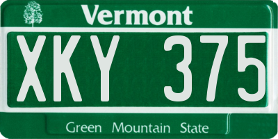 VT license plate XKY375