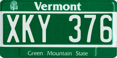 VT license plate XKY376