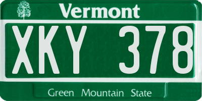 VT license plate XKY378