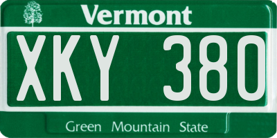 VT license plate XKY380