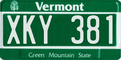 VT license plate XKY381
