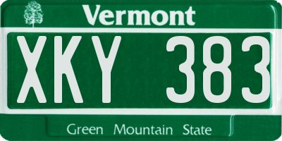 VT license plate XKY383