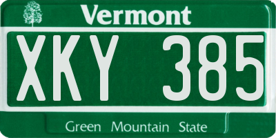 VT license plate XKY385