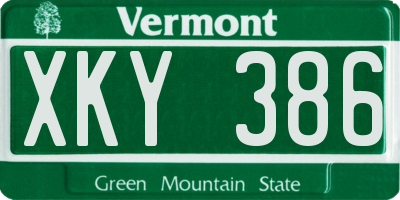 VT license plate XKY386