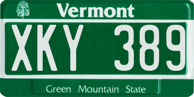 VT license plate XKY389