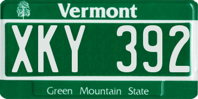 VT license plate XKY392