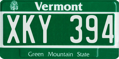 VT license plate XKY394