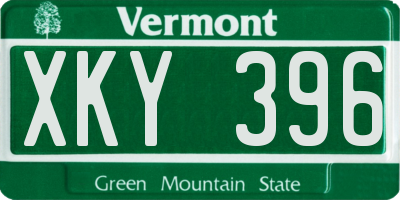 VT license plate XKY396