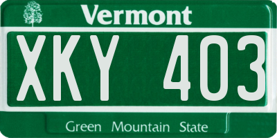 VT license plate XKY403