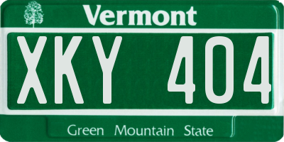 VT license plate XKY404