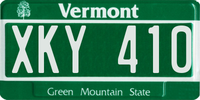 VT license plate XKY410