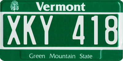 VT license plate XKY418