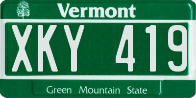 VT license plate XKY419
