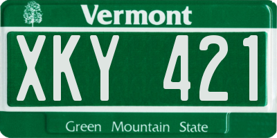 VT license plate XKY421