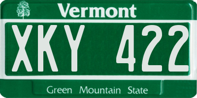 VT license plate XKY422