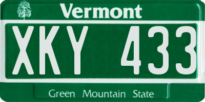 VT license plate XKY433