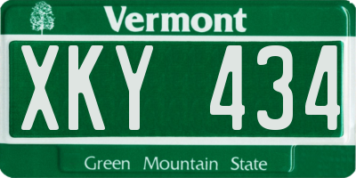 VT license plate XKY434