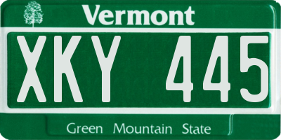 VT license plate XKY445