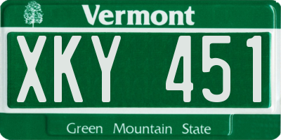 VT license plate XKY451