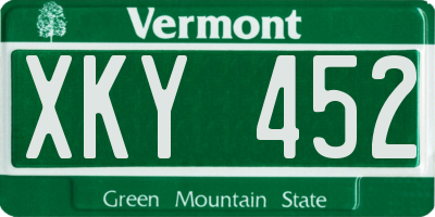 VT license plate XKY452