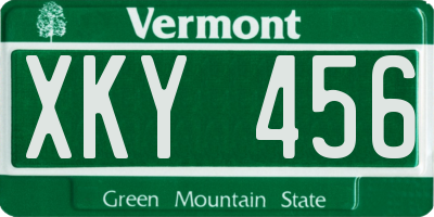 VT license plate XKY456