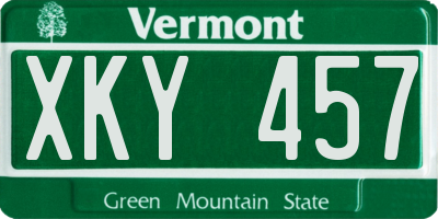 VT license plate XKY457
