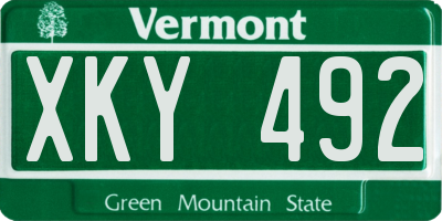 VT license plate XKY492
