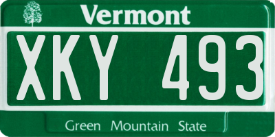 VT license plate XKY493