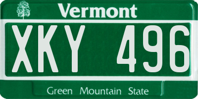 VT license plate XKY496