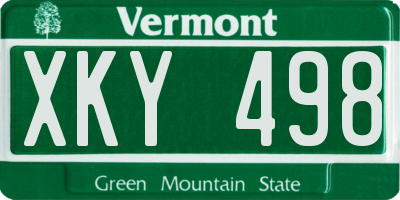 VT license plate XKY498