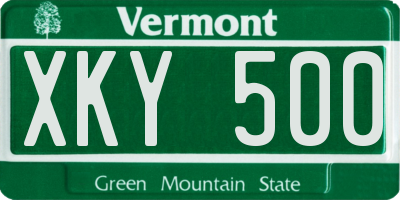 VT license plate XKY500