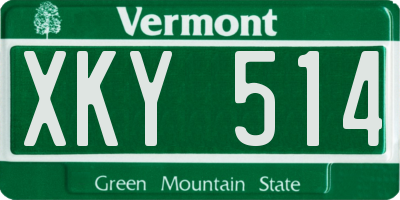 VT license plate XKY514